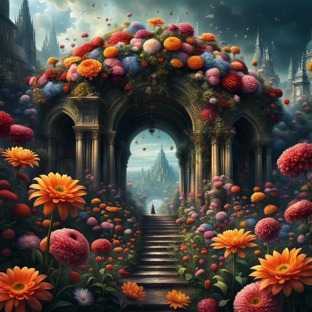 Dramatic Floral Digital Matte Painting