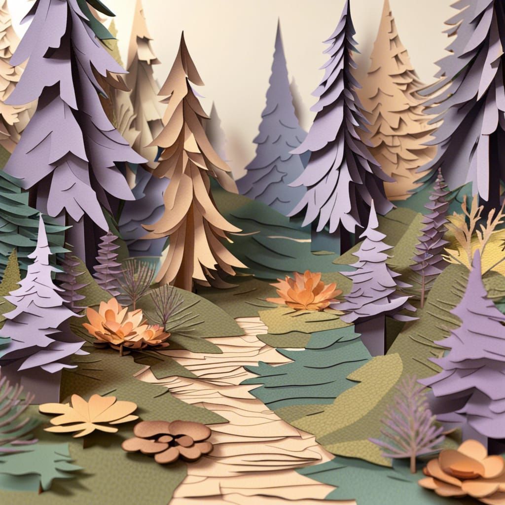 Van Gogh Forest Collage with Lavender Pines