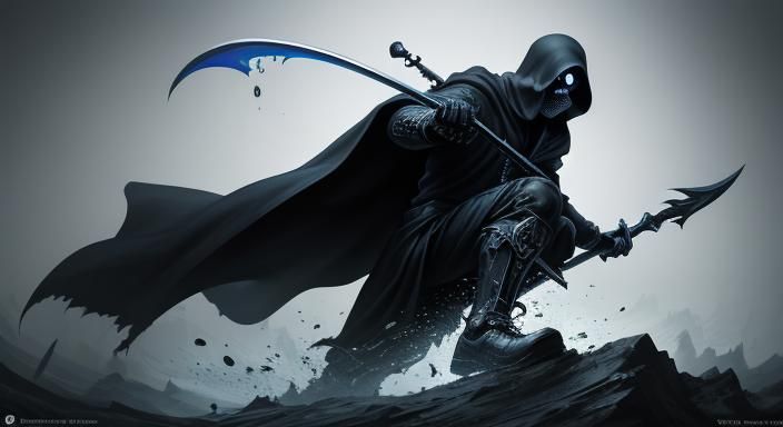 Hyperrealistic Grim Reaper Splash Art
