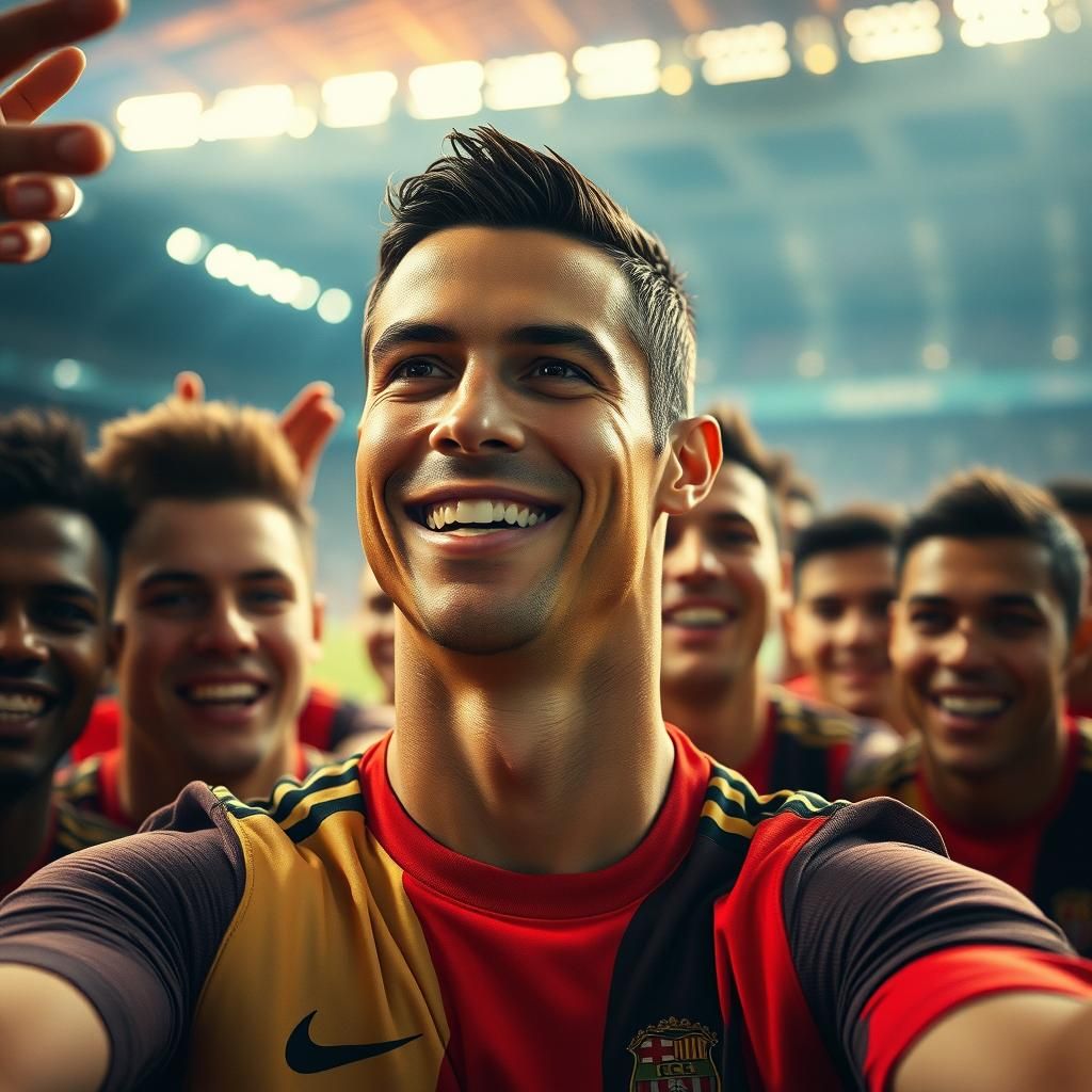Cristiano Ronaldo Selfie with Team: Cinematic Football Still