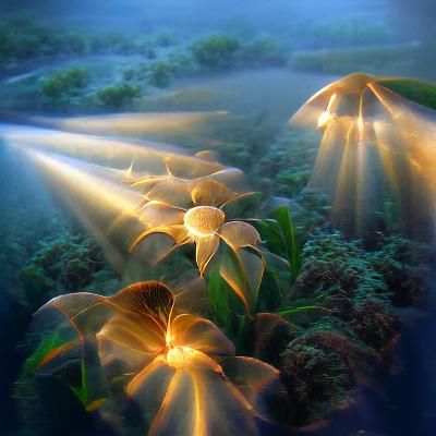 Underwater Sunrise: Sun Rays and Marine Life