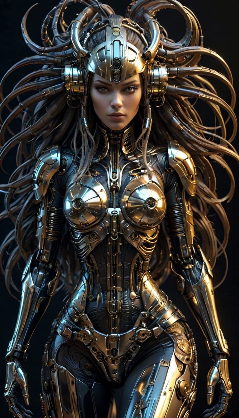 Futuristic Pirate Femmebot in Golden Age Style