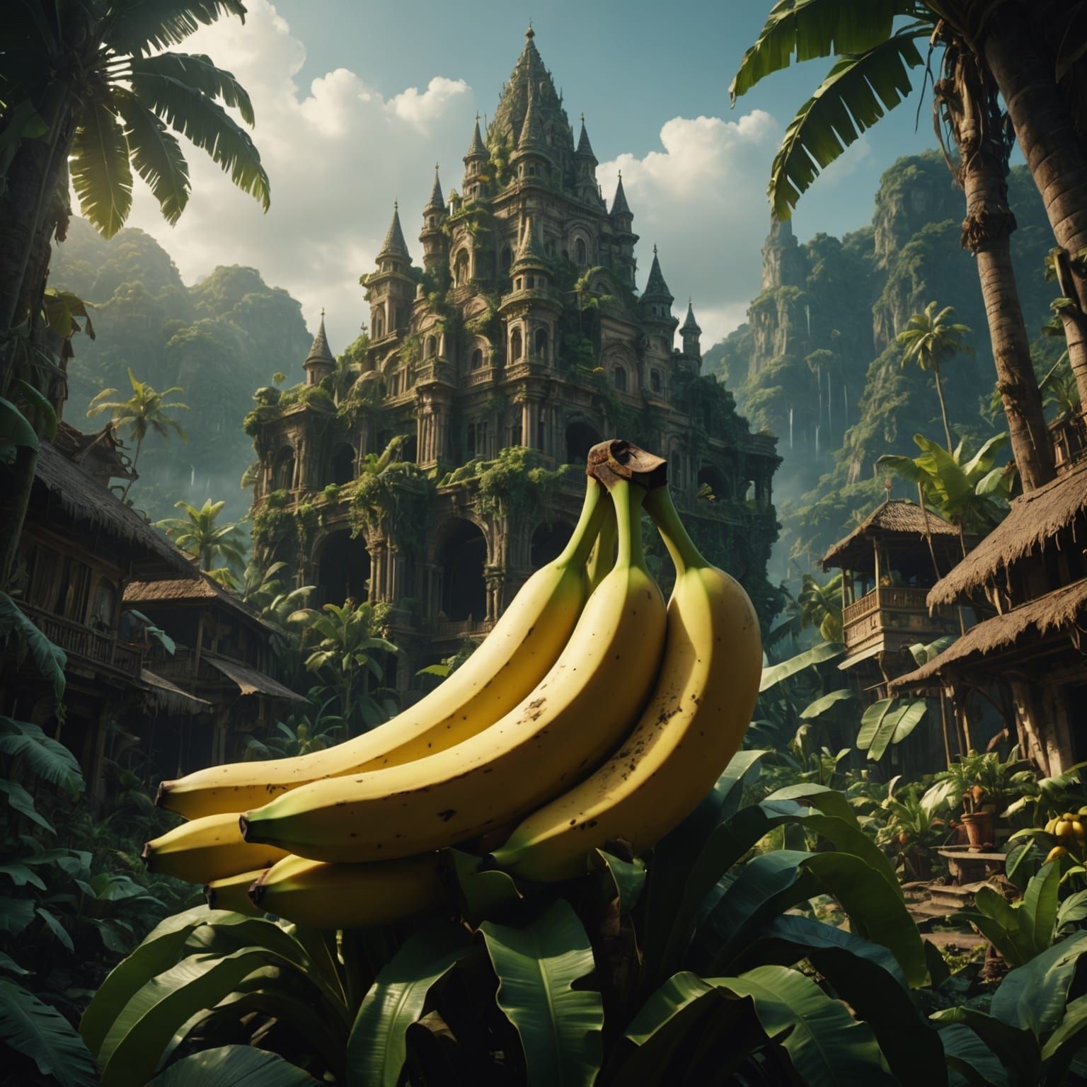 Cinematic Banana in Maximalist Digital Painting