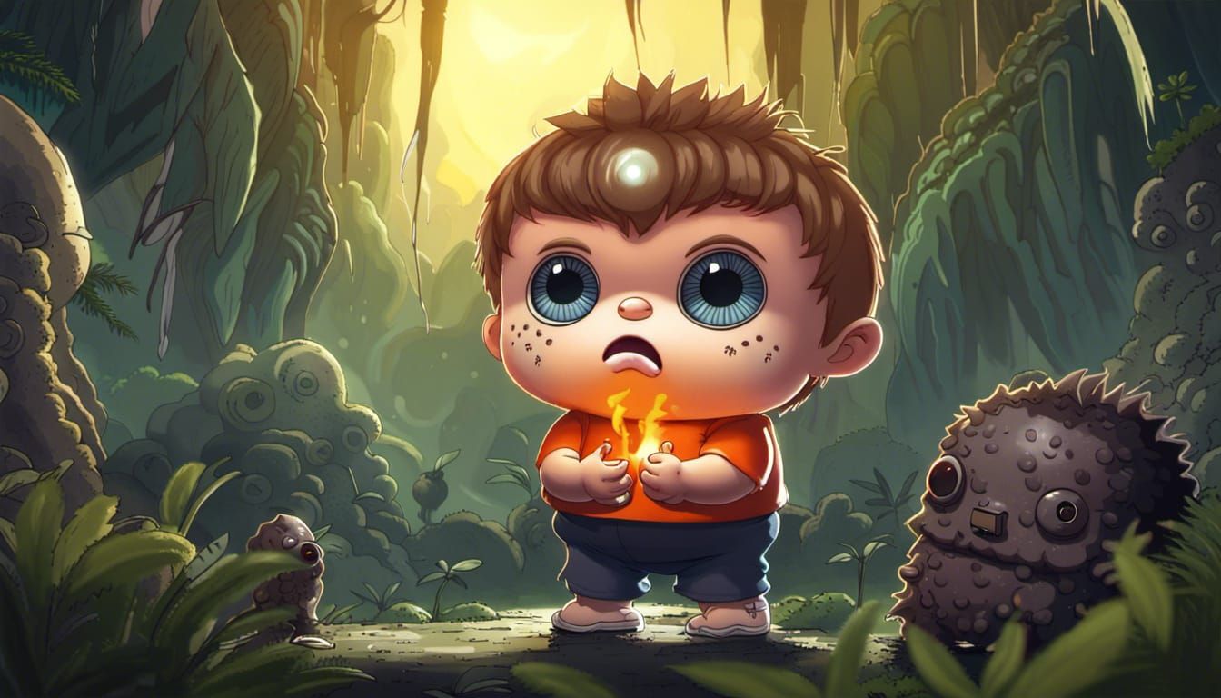 Chibi Michael Myers in Prehistoric Jungle, 3D Anime
