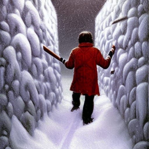 The Shining: Axe in Snowy Overlook Hotel Maze