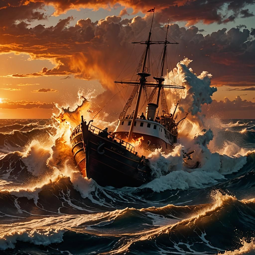 Moby Dick Breaches and Destroys a Fishing Boat