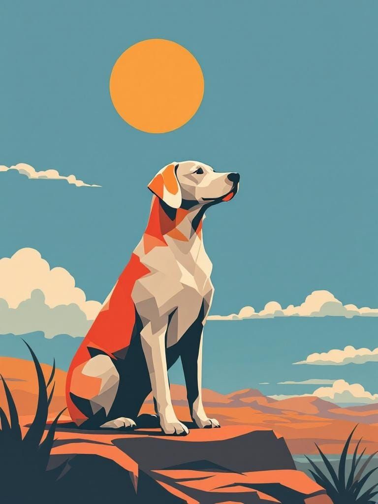Dog in Sunlight: Geometric Curves and Flat Colors