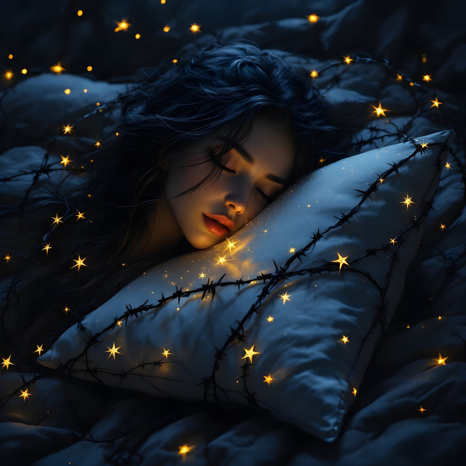 The Most Beautiful Woman in the World Amidst Dark Barbed Wir...