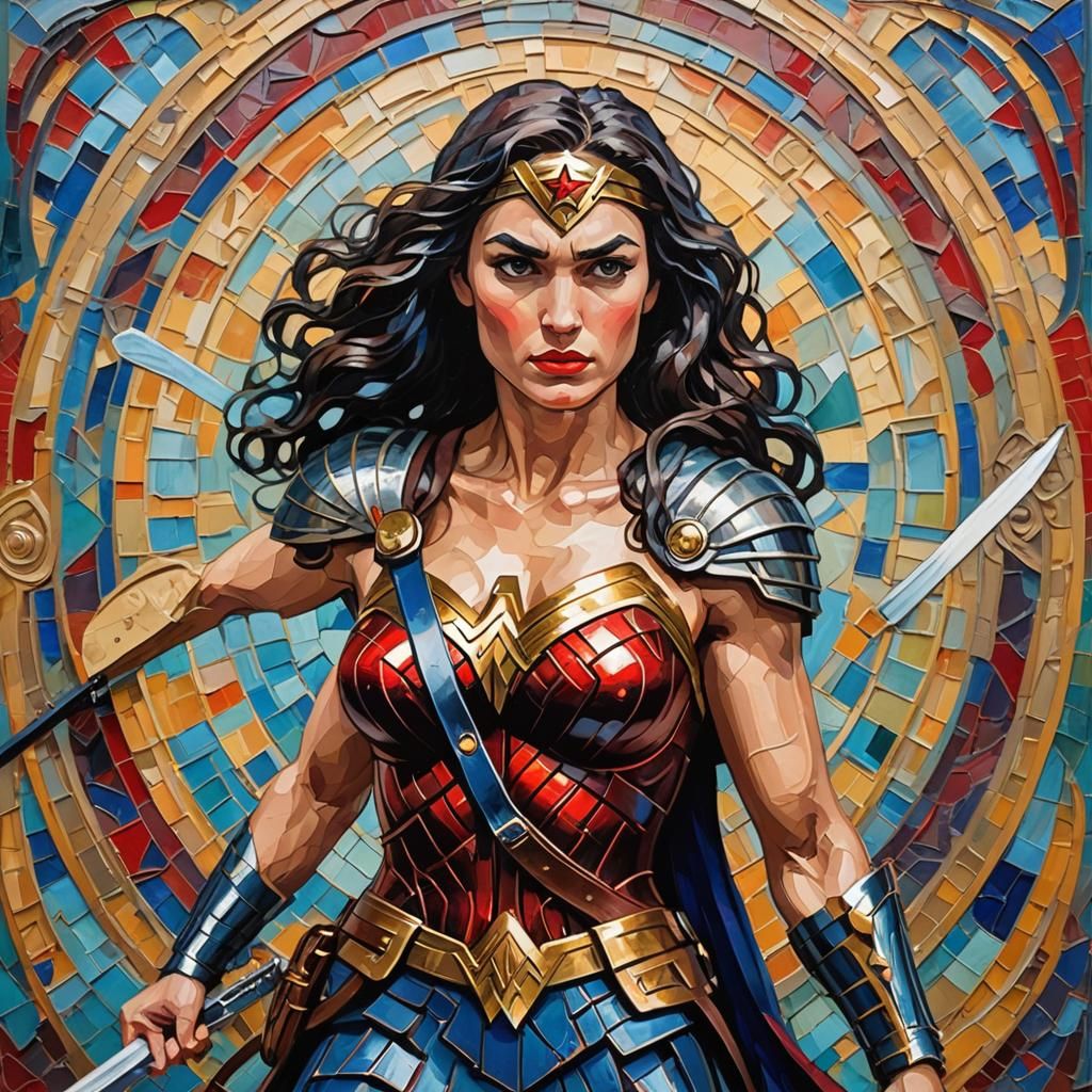 Wonder Woman in Art Nouveau Style with Sword