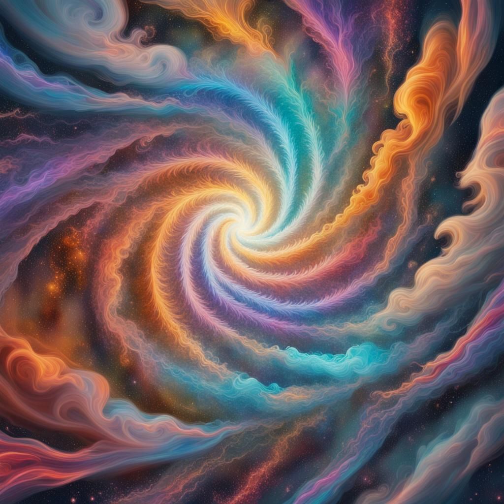 Colorful Tornado Swirling Skyward: Holographic Illustration