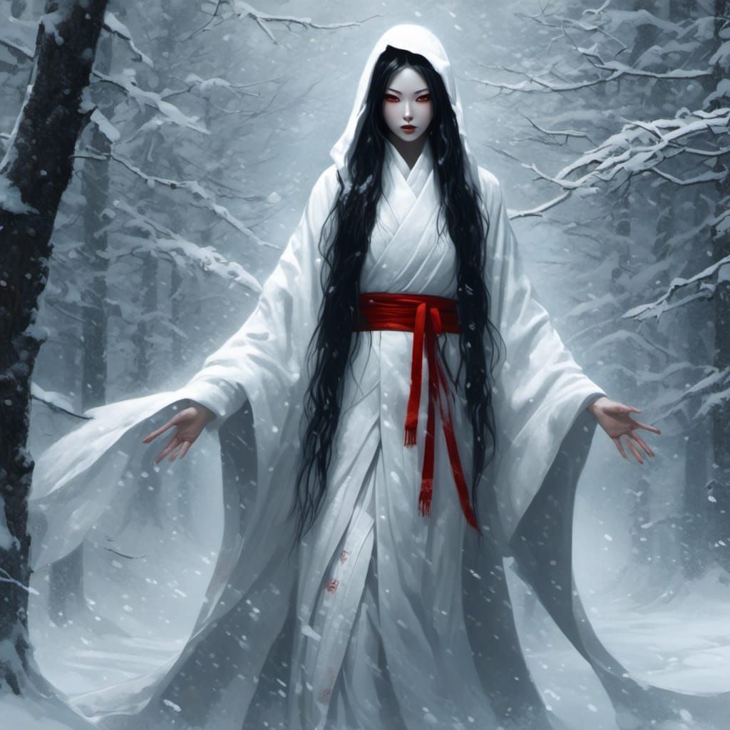 Yuki-Onna: Japanese Folklore Snow Spirit Portrait