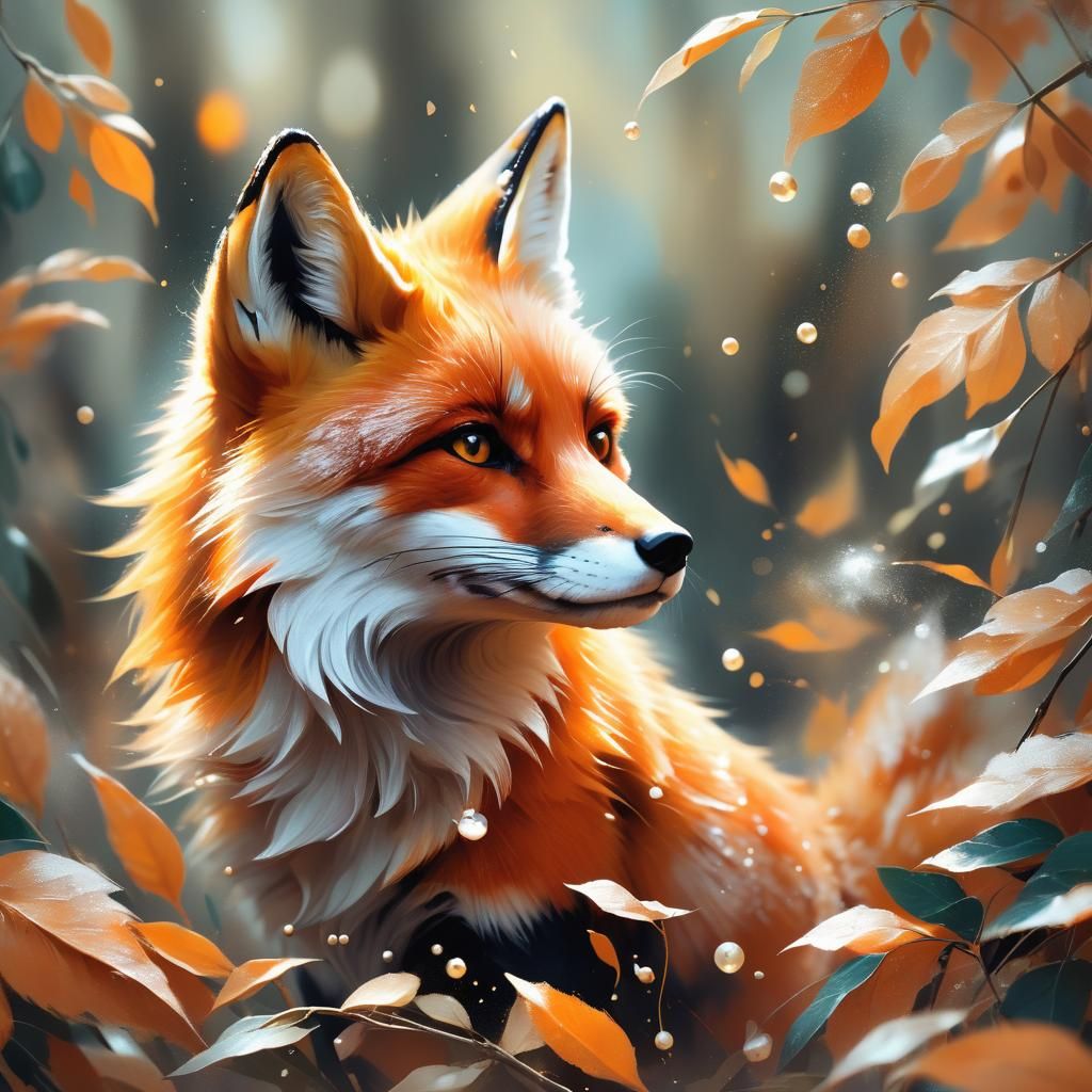 Orange Fox in Abstract Expressive Style