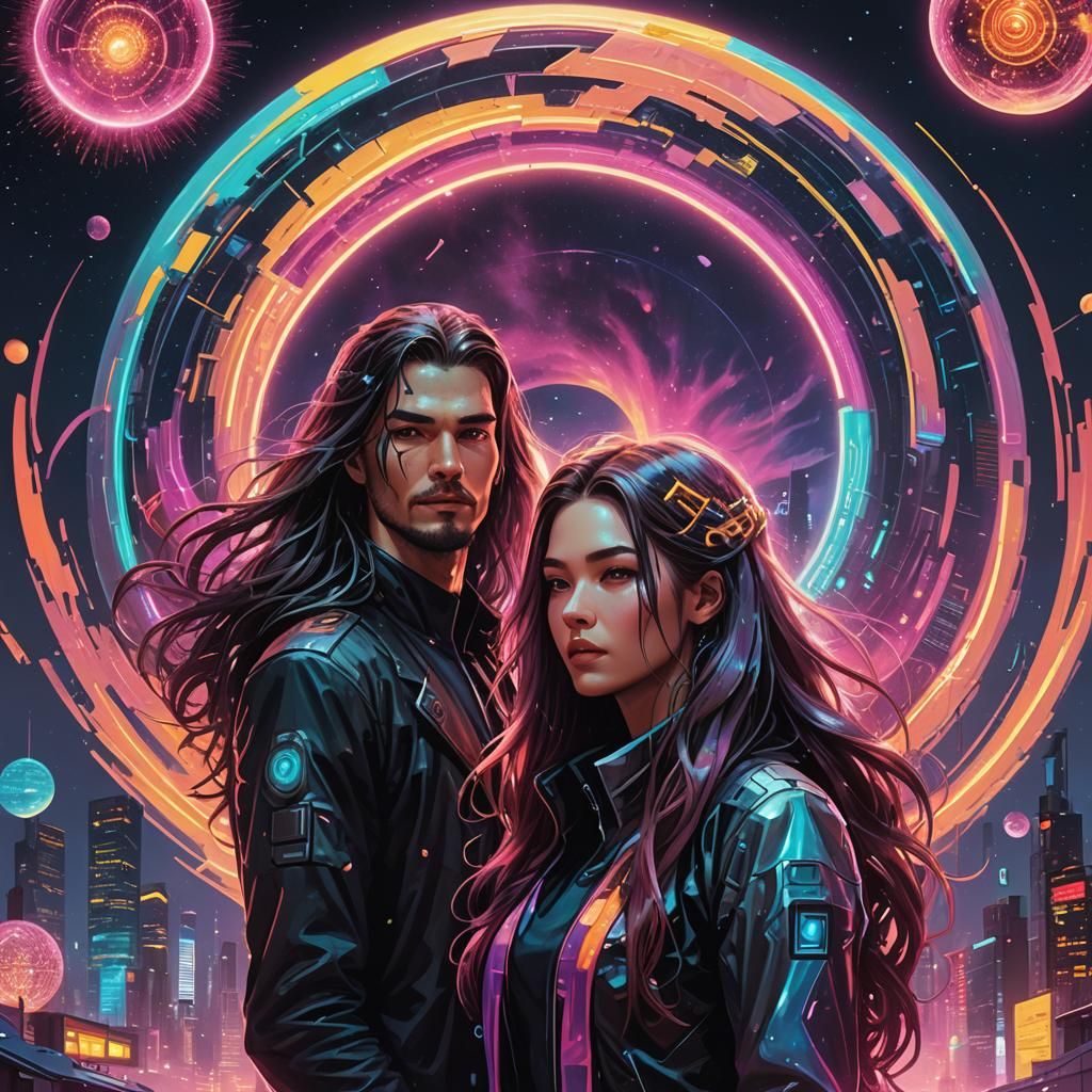 Cyberpunk Couple Celebrates Futuristic New Year