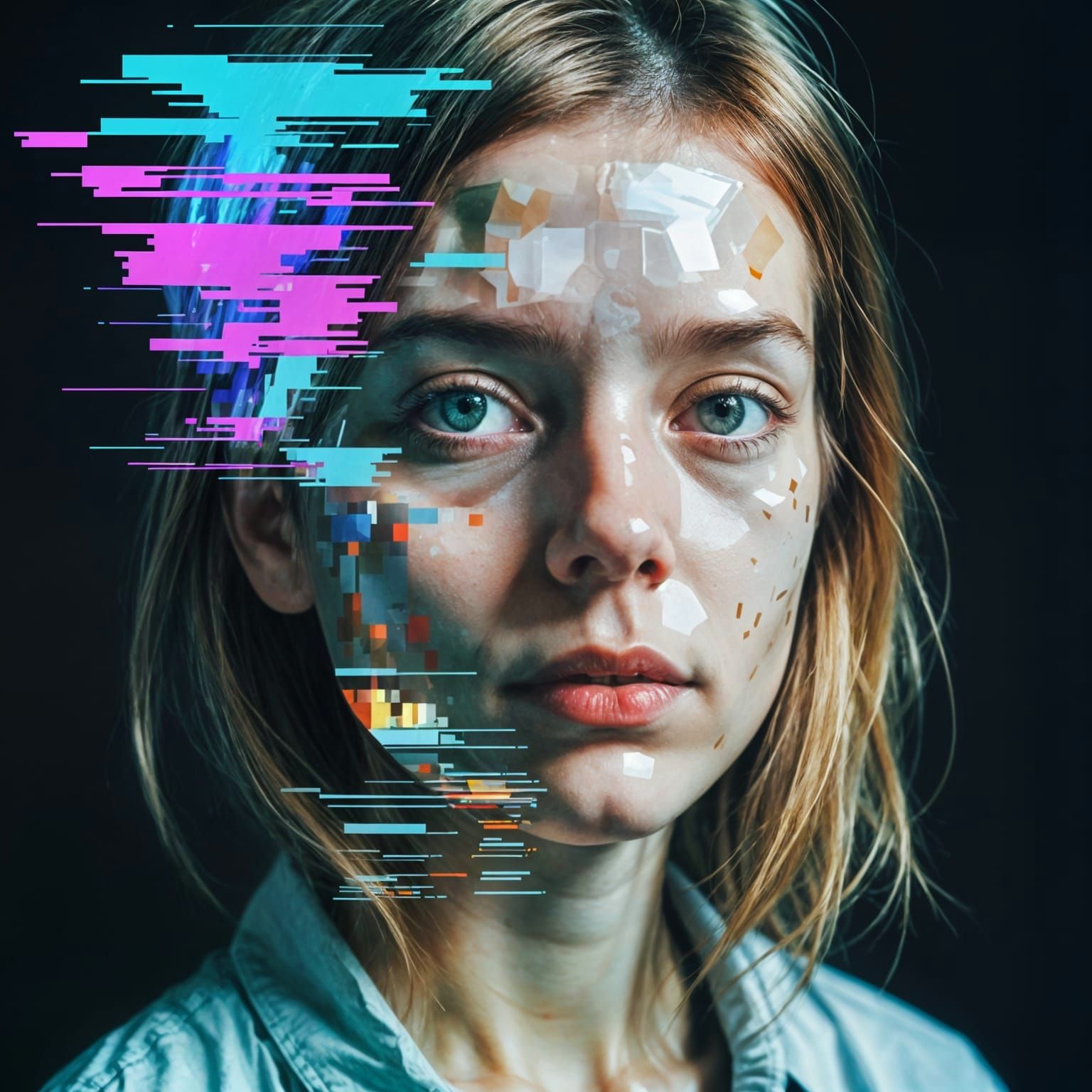 Digitally Distorted Portrait with Glitch Effects