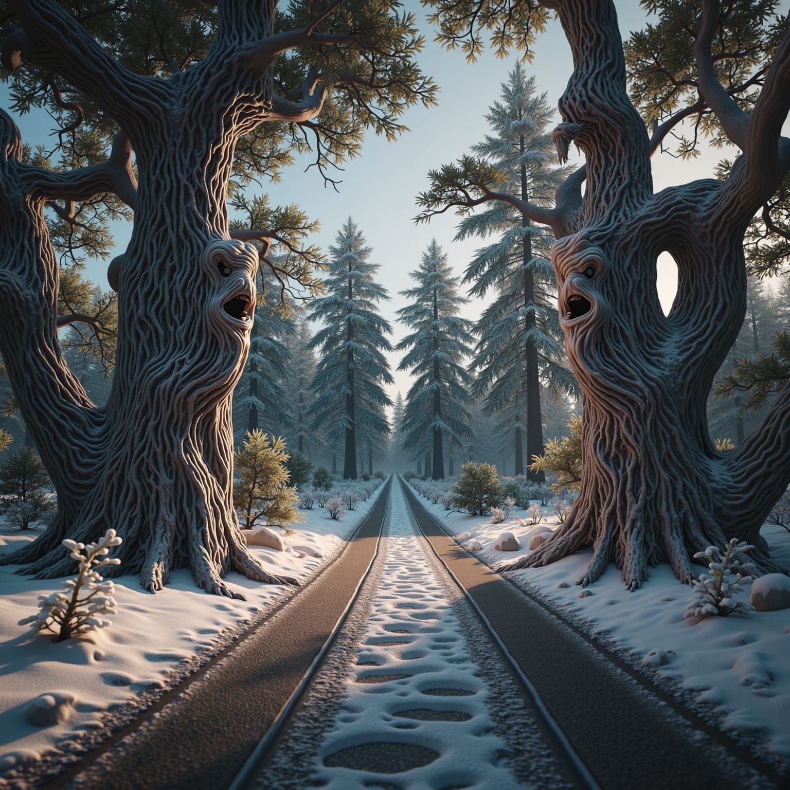 Ancient Guardians of a Snowy Winter Realm