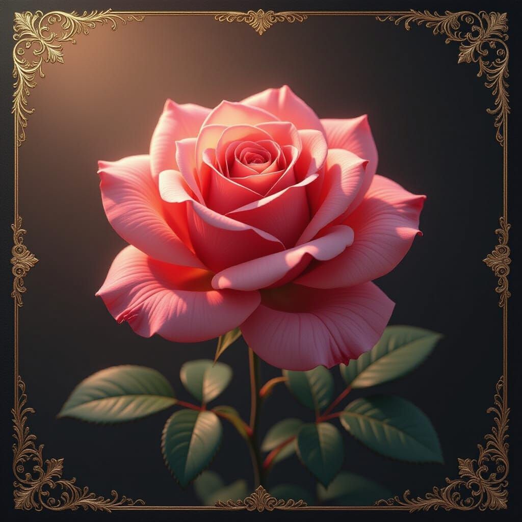 Glowing Red Rose in Ultra-Realistic 3D
