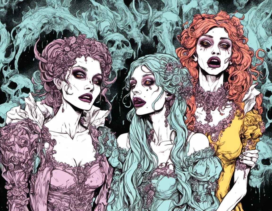 Gossiping Girls in Pop Art Style