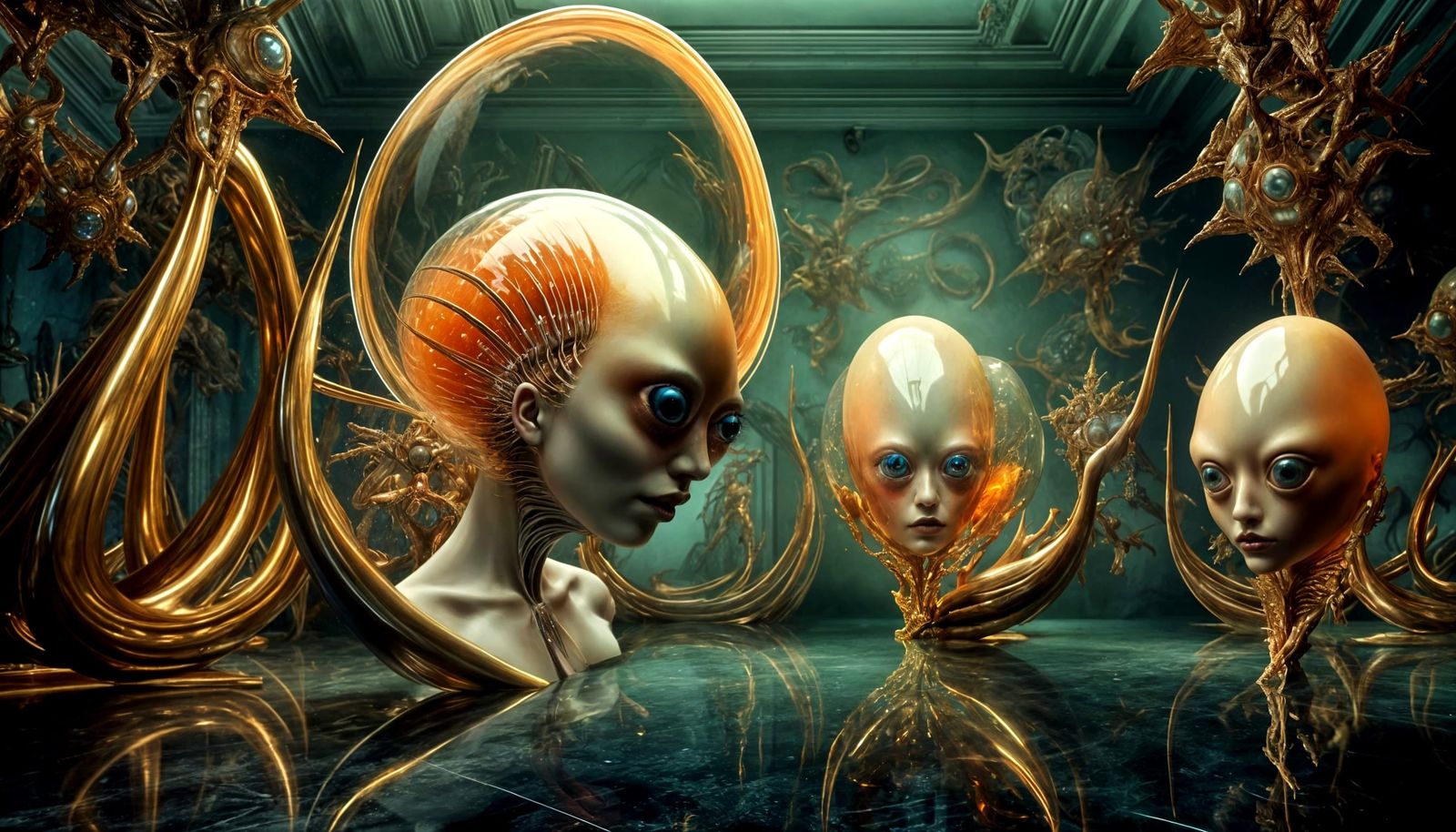 Magical Alien Pets in a Surreal Landscape