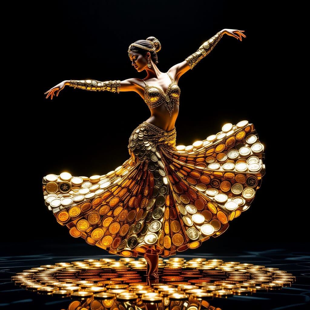 Golden Dancer in Dramatic Light