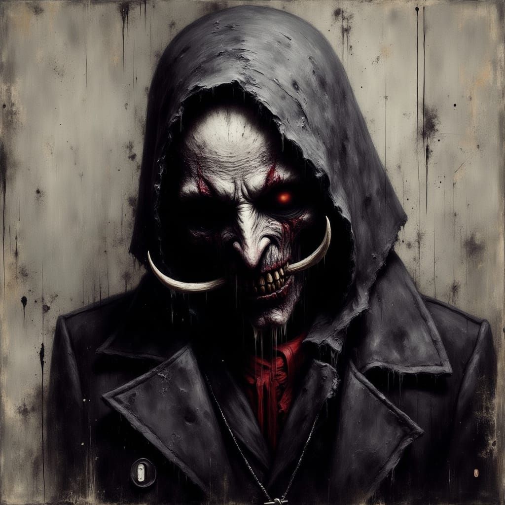 Dark Fantasy Portrait of a Black Joker Committing Murder in ...