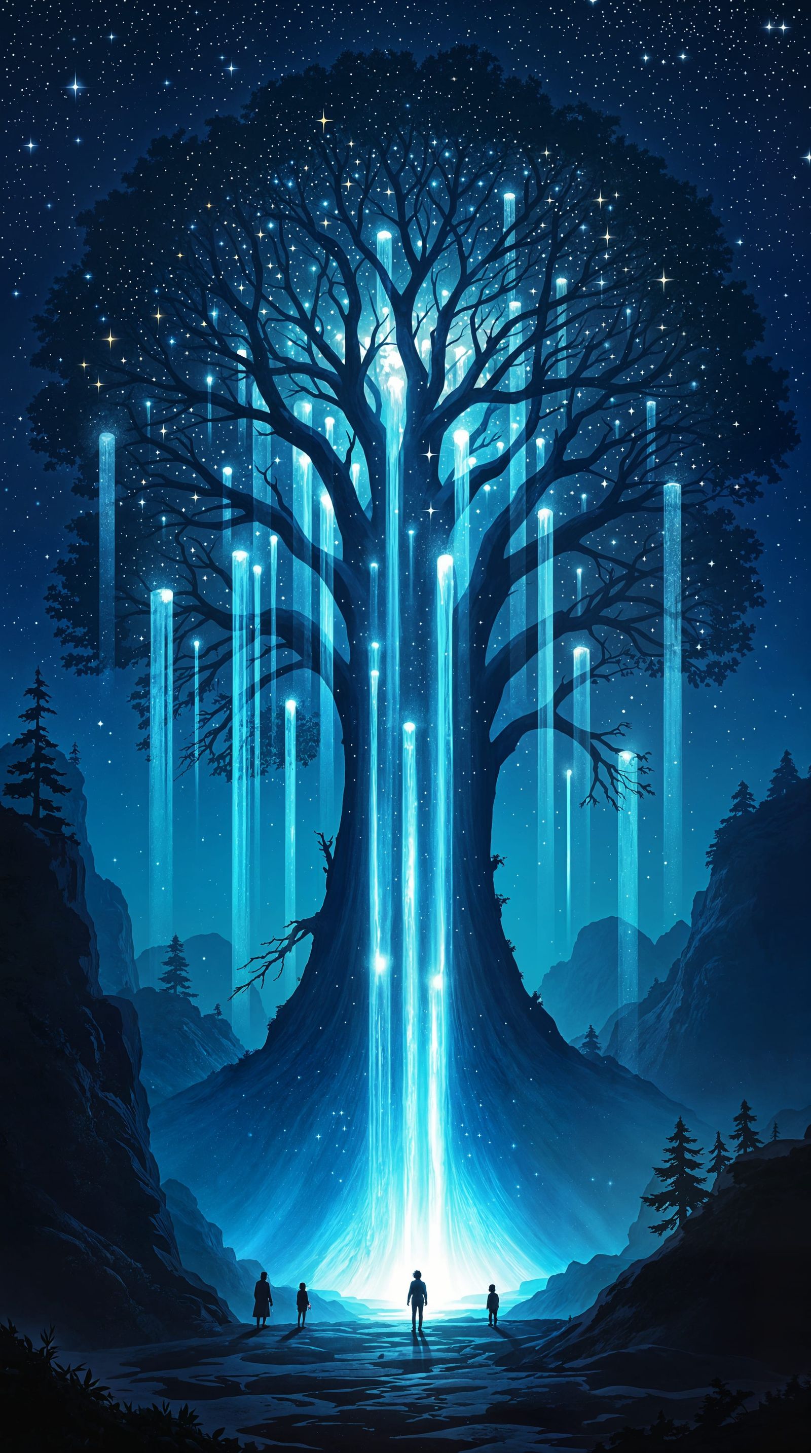 Impressionistic Tree of Celestial Waterfalls