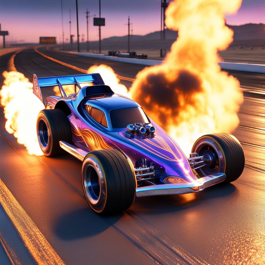 Hot Wheel Dragster Burnout in Twilight Galaxy Paint