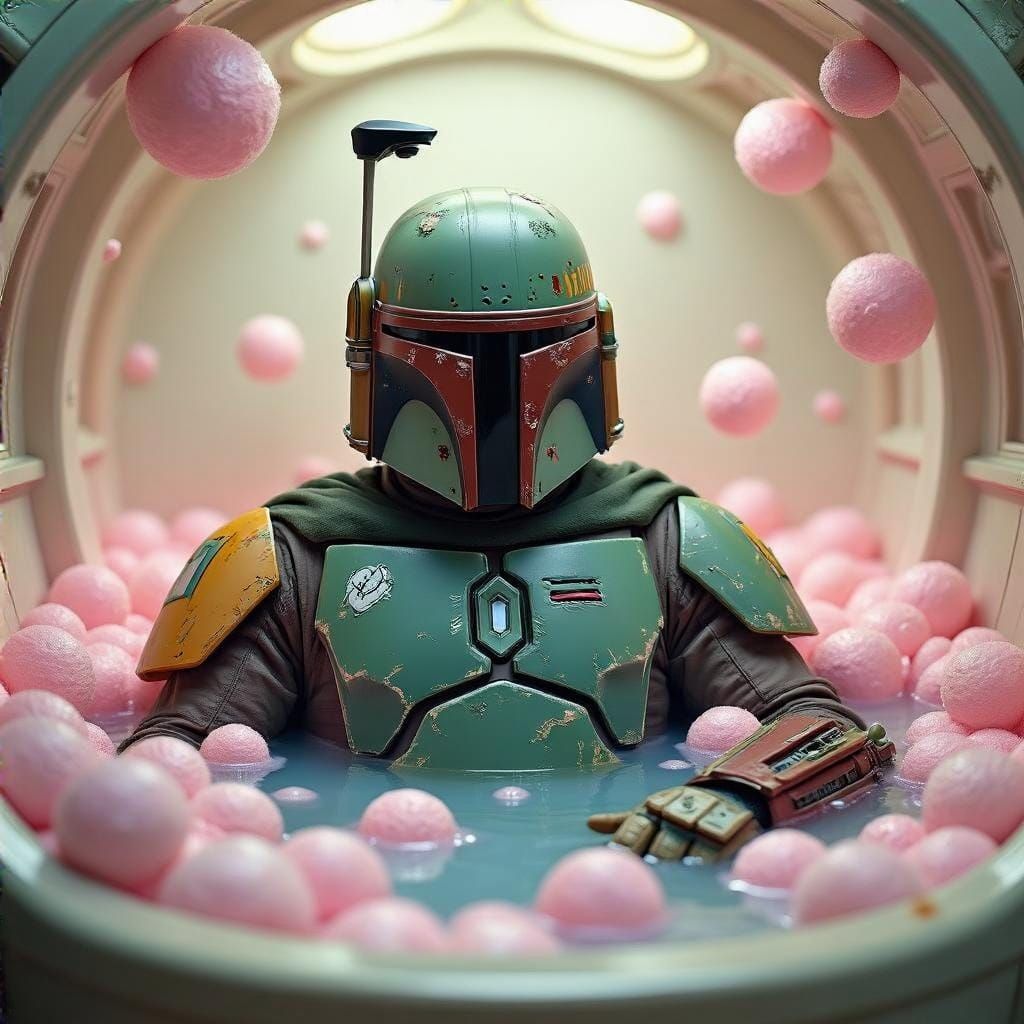 Boba Fett's Luxurious Bubble Bath in Futuristic Style