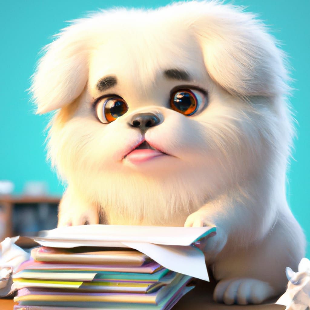 Fluffy Eskimo Puppy Mischief: 3D CGI Render
