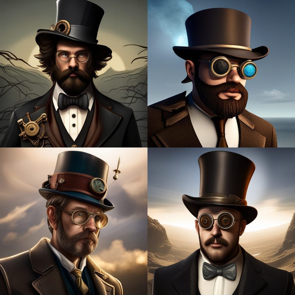Steampunk Man with Goggles and Top Hat
