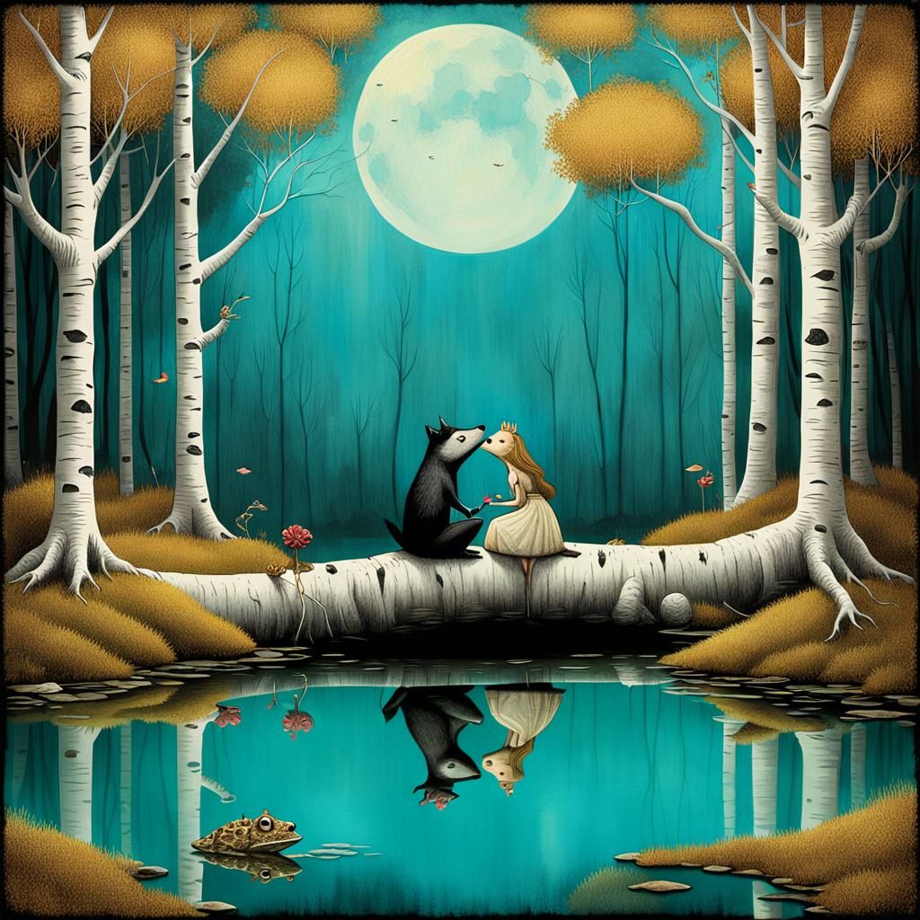 Princess Kisses Toad in Enchanted Pond