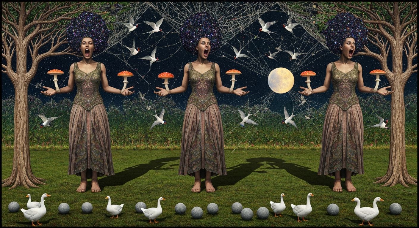 Dark Goddesses Scream Amidst Cosmic Surrealism