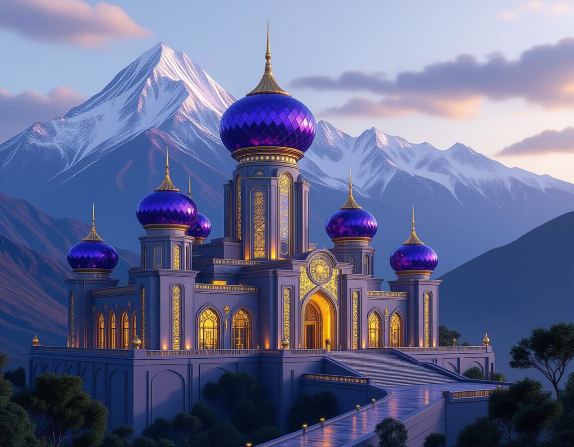 Art Deco Wakanda Castle with Ruby and Sapphire Towers