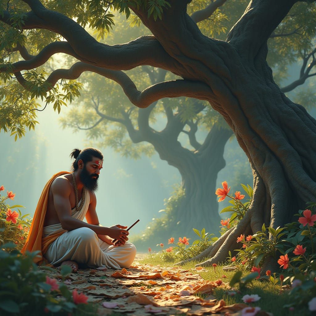 7th Century Indian Poet in Devotional Meditative State