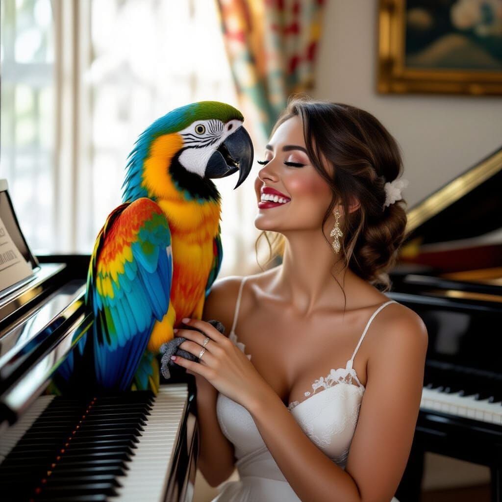 Macaw Serenade: A Woman's Shoulder Concert