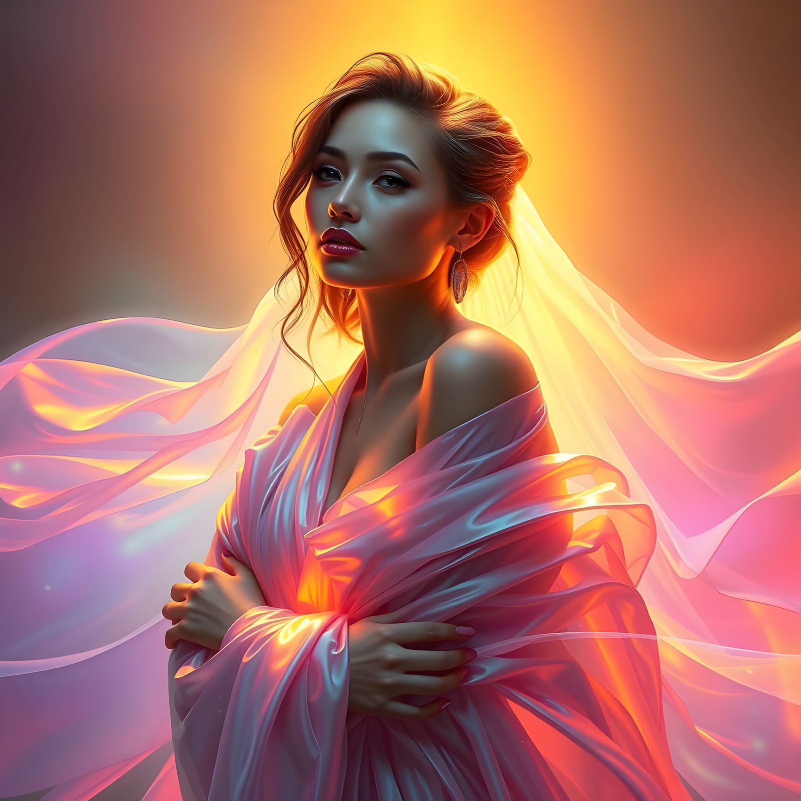 Ethereal Goddess Erupts with Radiant Aura