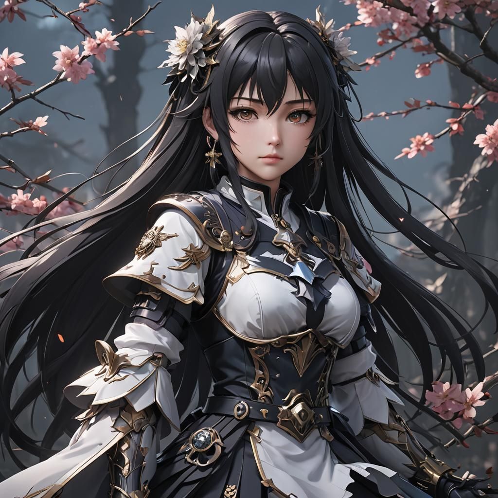 Beautiful Dark Anime Character in 3D Style