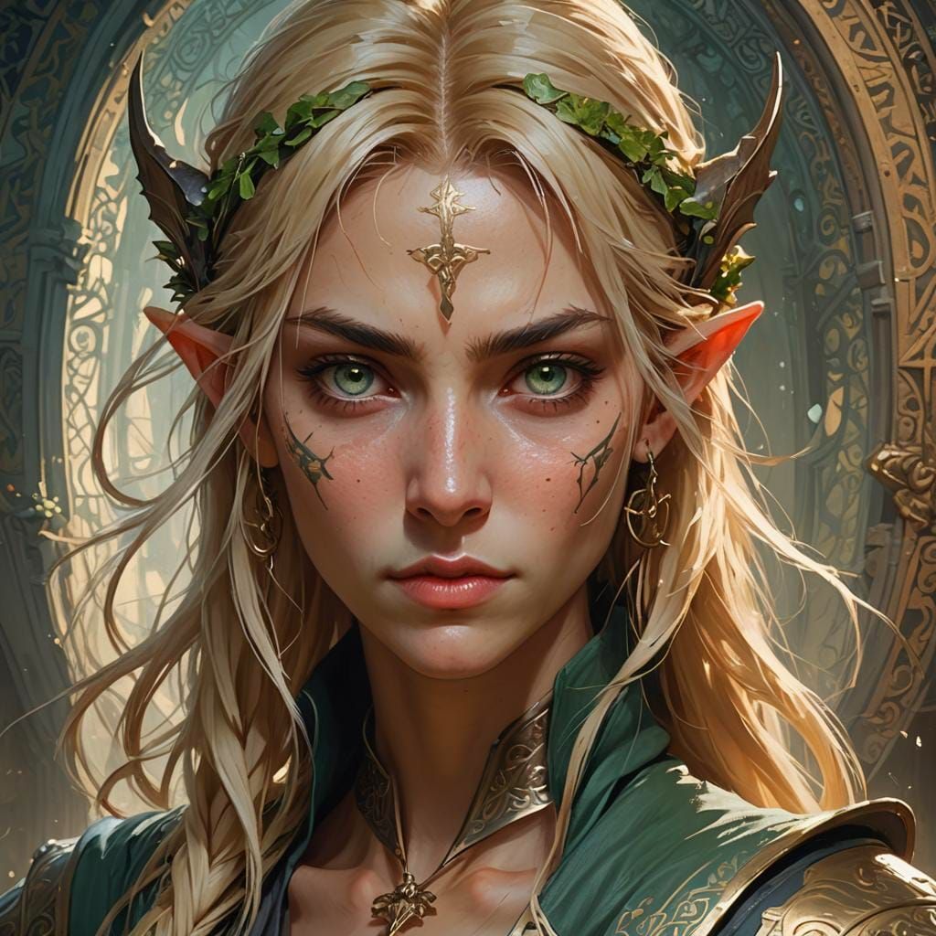 Wood Elf Assassin Portrait in Hyperdetailed Style