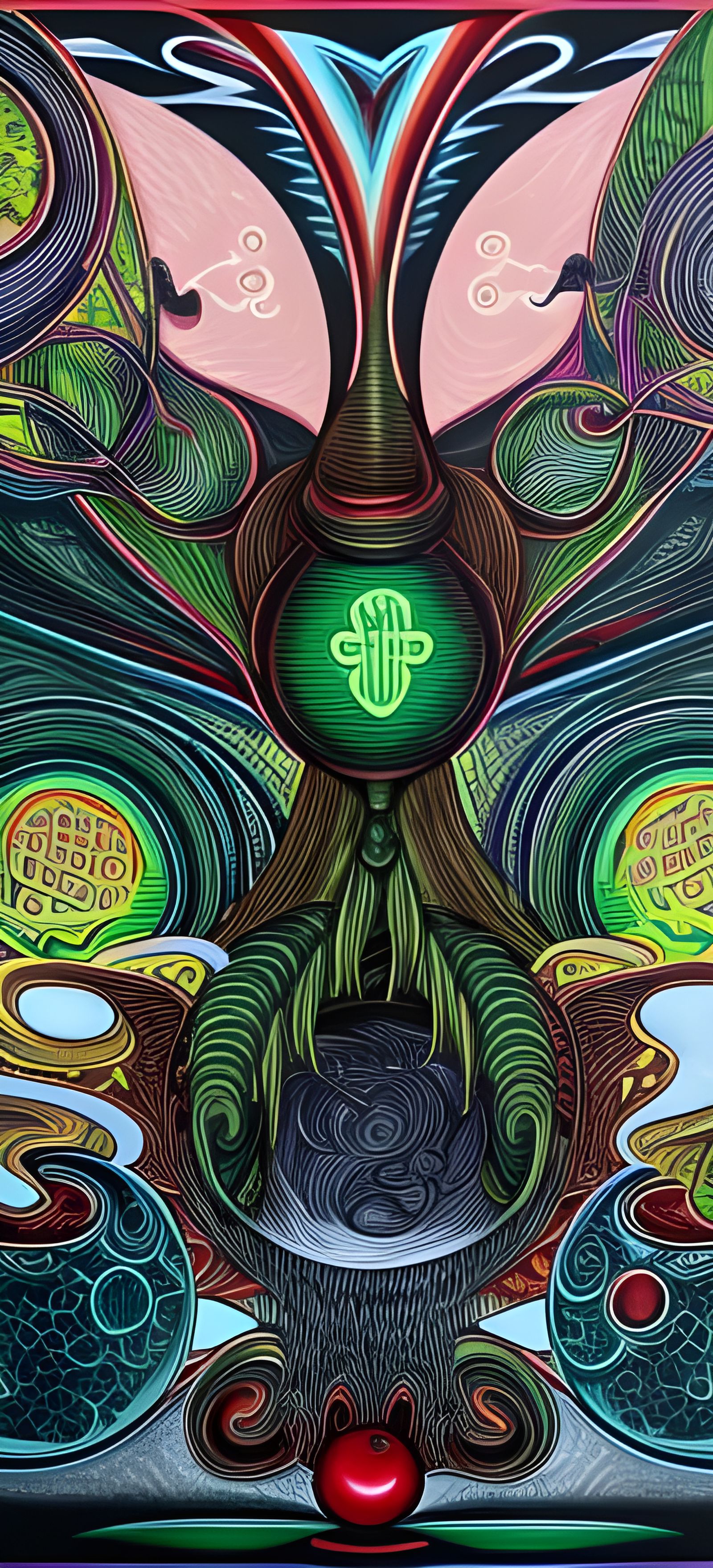 Sturgeon Witches Gathered: Ethereal Neon Illustration