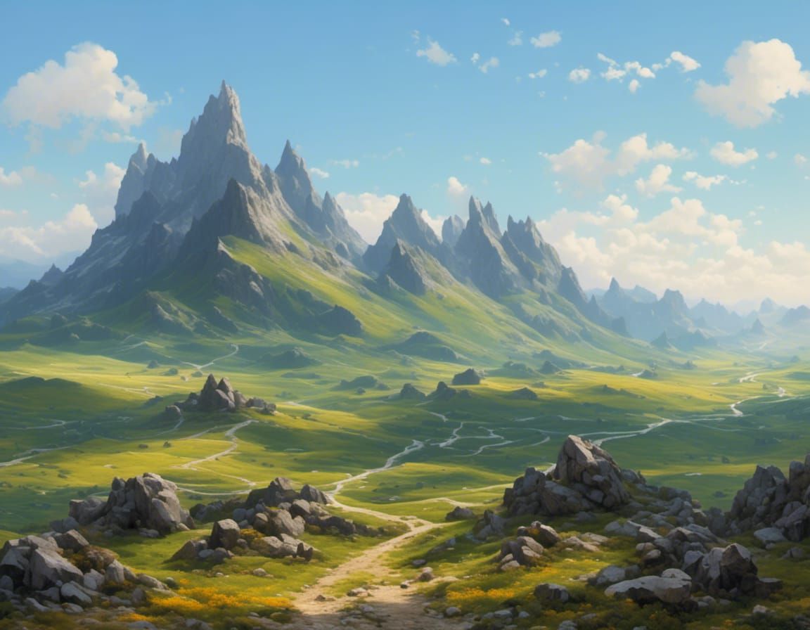 Mountains and Old Road Landscape