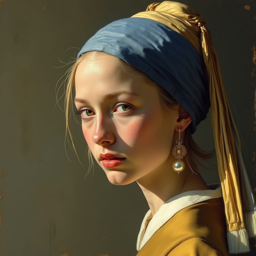 Girl with Pearl Earring in Dutch Master Style