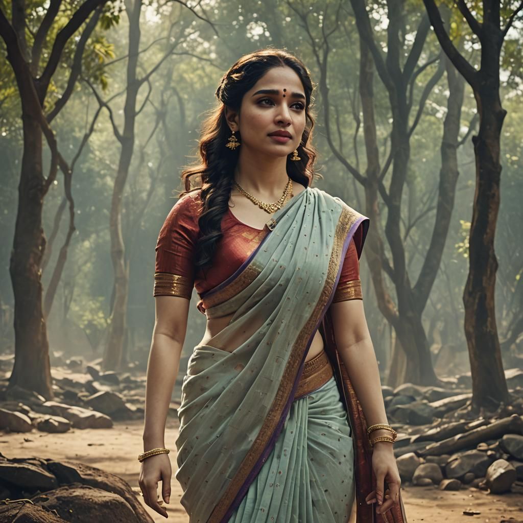 Tamanna Bhatia in Sari: Cinematic Film Still