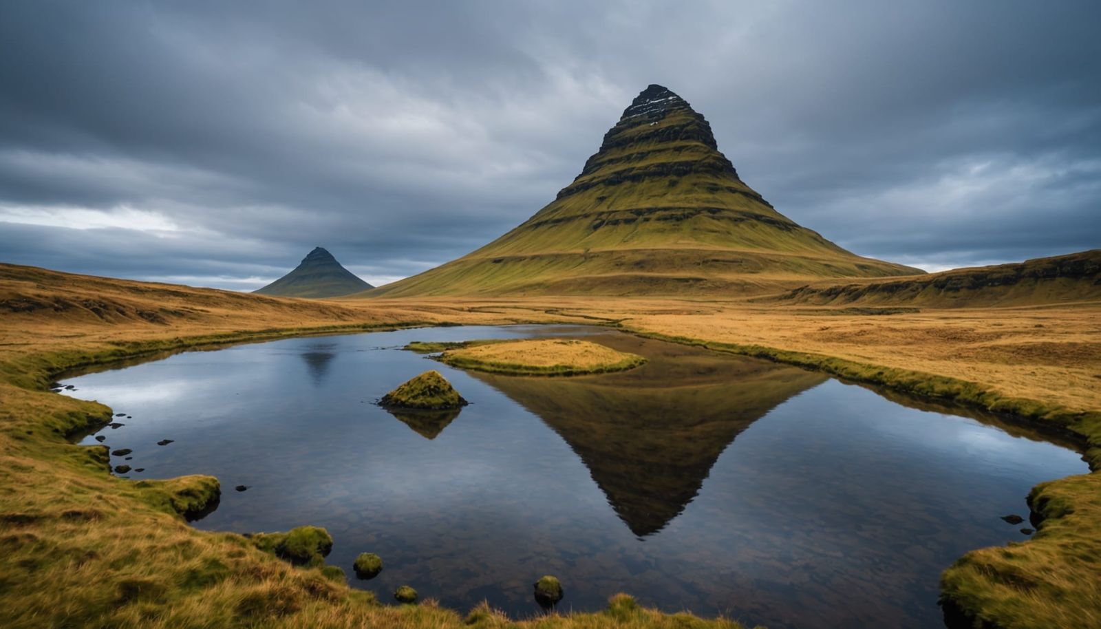 Kirkjufell Mountain Landscape in Monet Style