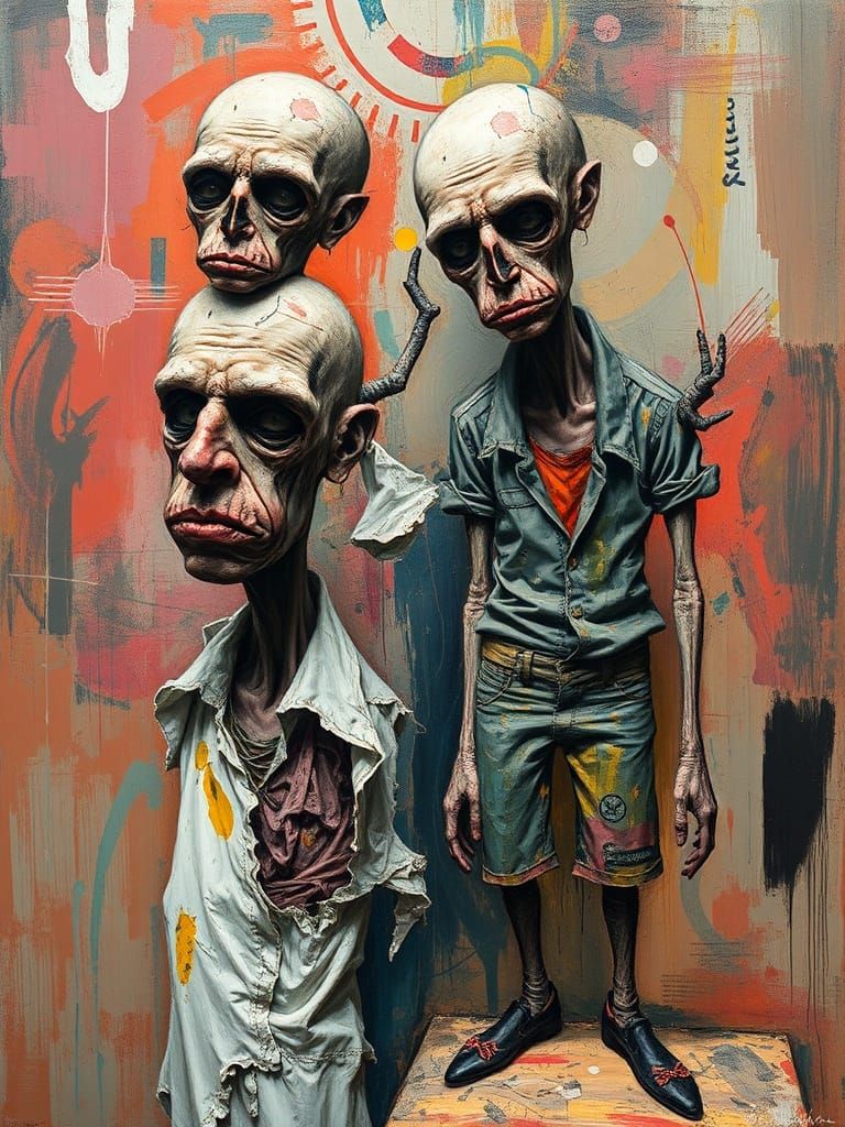 Abstract Figures in Chaotic Expressionist Style