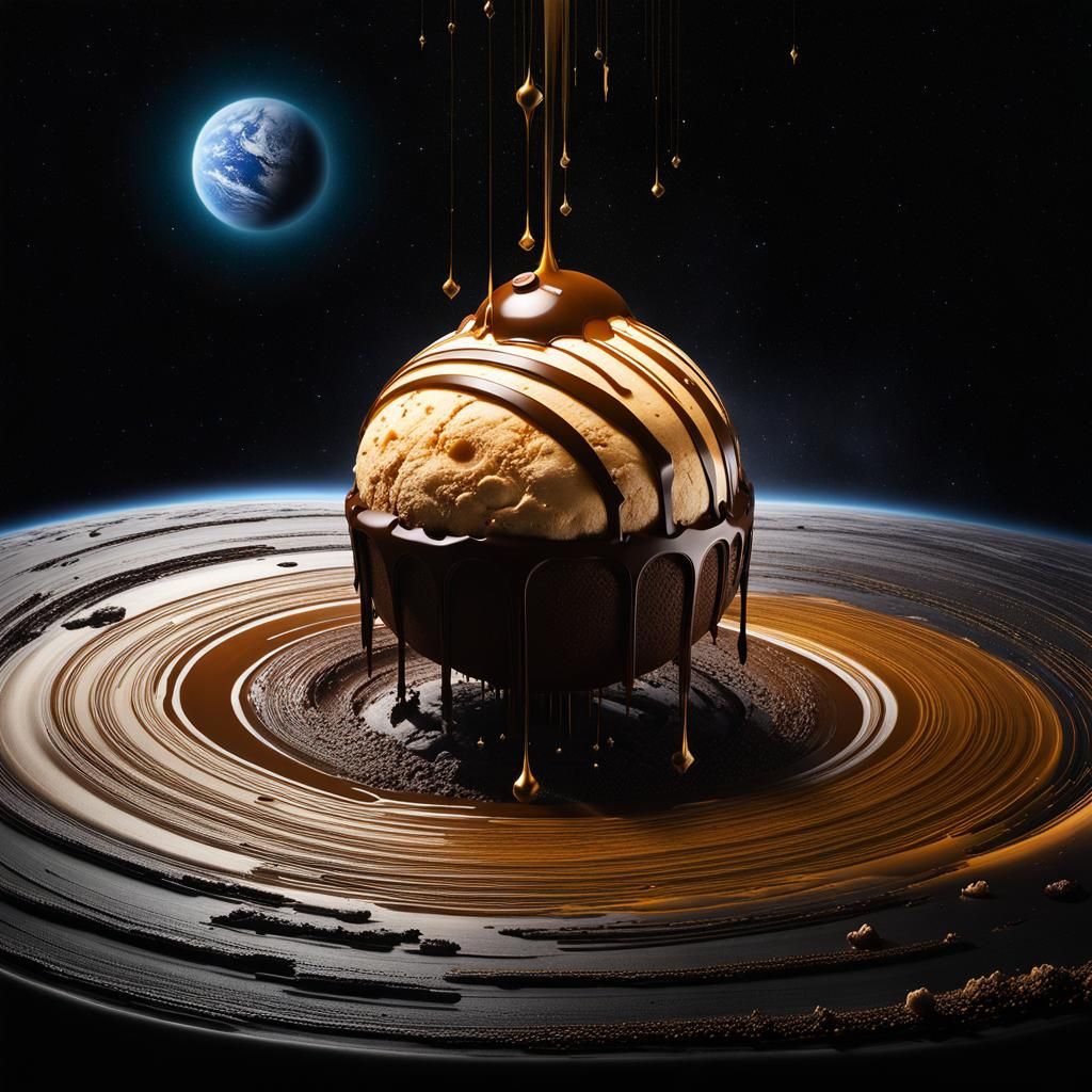 Melting Ice Cream Planet in Galactic Darkness
