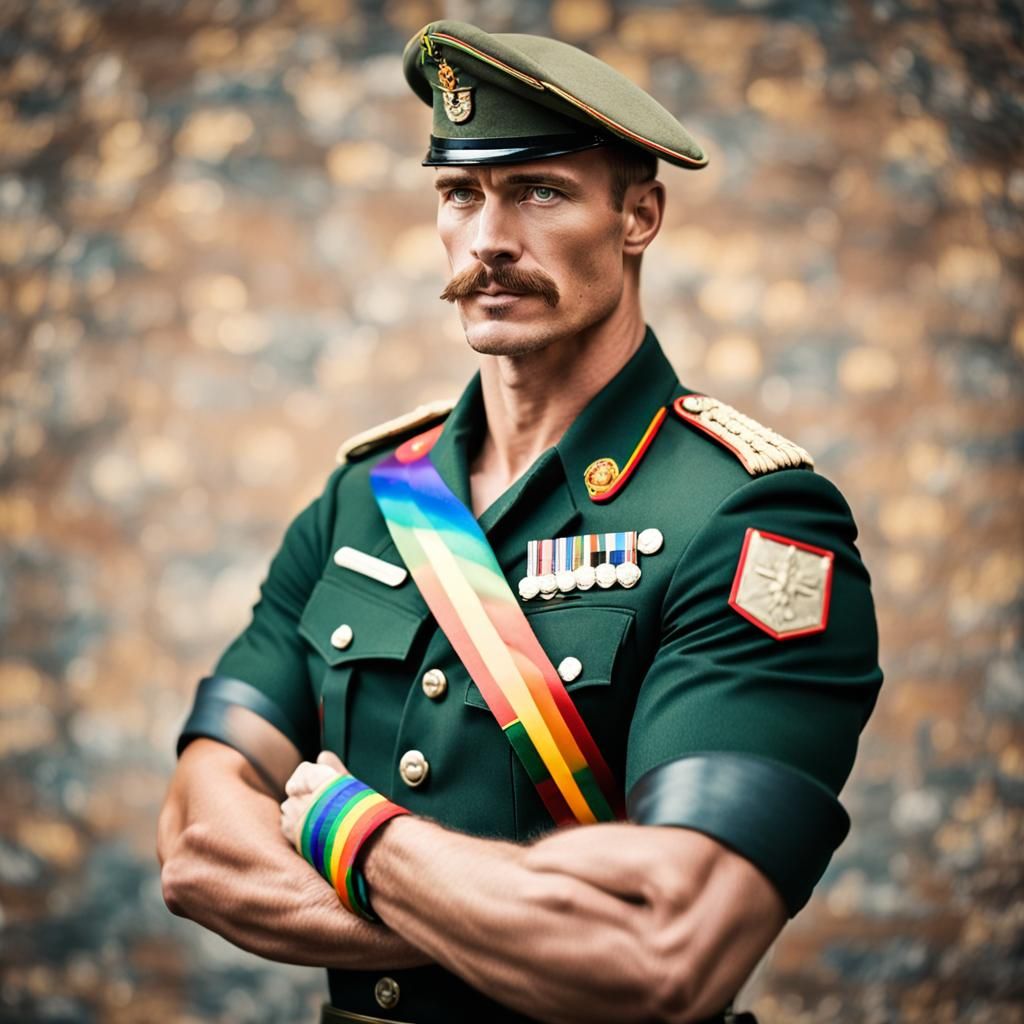 Handsome Soldier with Rainbow Band, Professional Photography