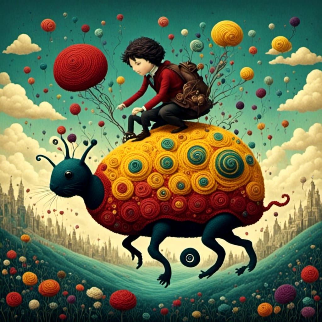 Yellow Submarine in a Yarn Candy World