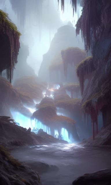 River Styx Stairs: Hyperdetailed Concept Art