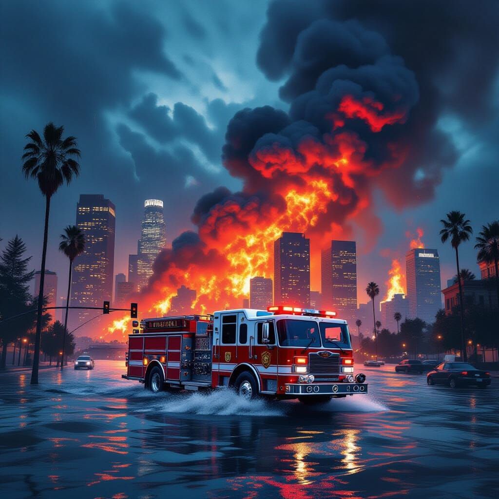 LA Flood and Fire Thriller Movie Poster