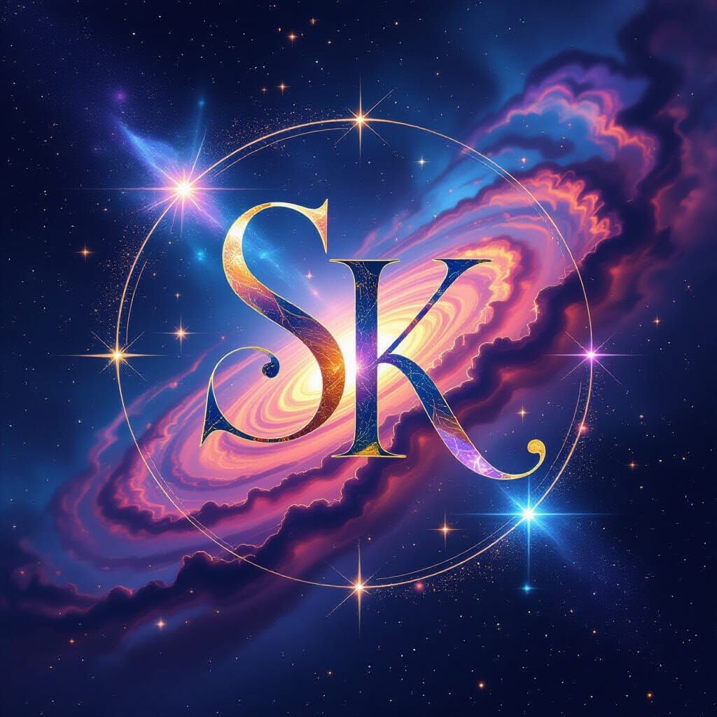 Celestial Initials Logo in Fantasy Art Style