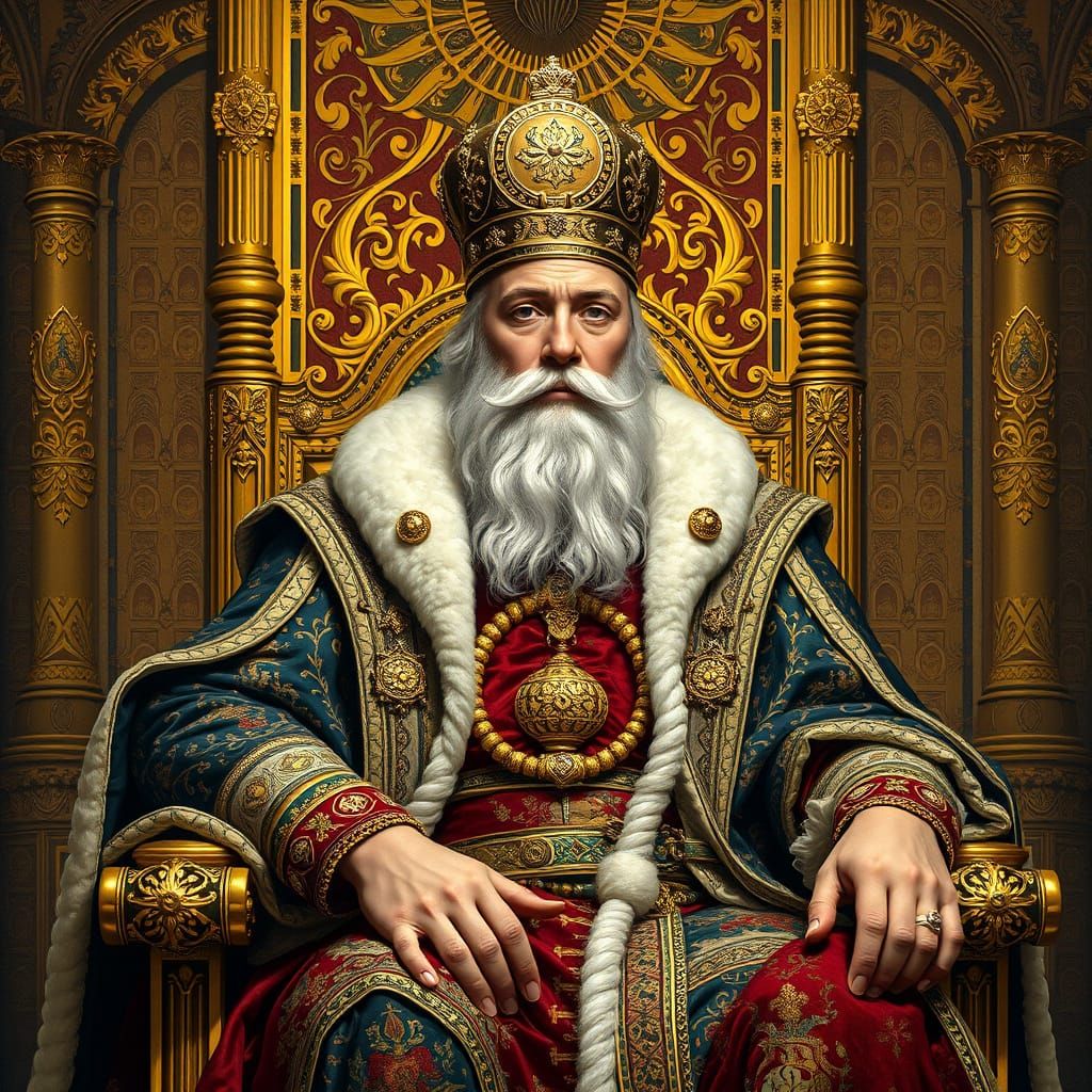 Ornate King Portrait in Art Nouveau Style